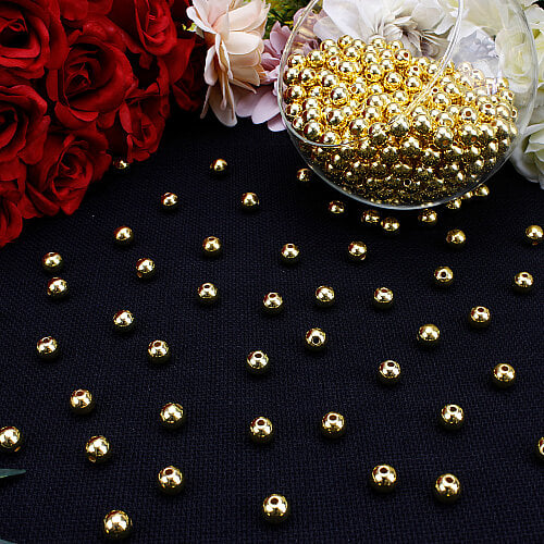 10 mm Metalize Yuvarlak Akrilik Boncuk Gold 500 gr 970 (±20) Adet - Toptanalim