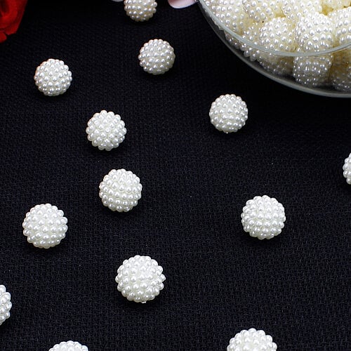 13 mm Böğürtlen İnci Akrilik Boncuk Beyaz 500 gr 525 (±20) Adet - Toptanalim (1)