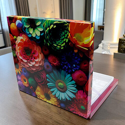 16’lı Separatörlü Gerbera Desenli Çikolata Kutusu - Toptanalim