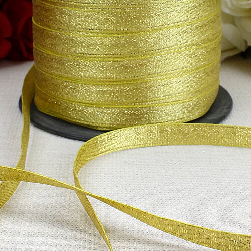 1 cm Simli Saten Kurdele 250 Metre Makara Gold - Toptanalim (1)