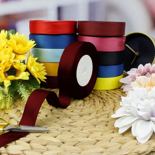 2,5 cm Bobin Makara Kurdele Koyu Bordo 25 Metre - Kare Dekor