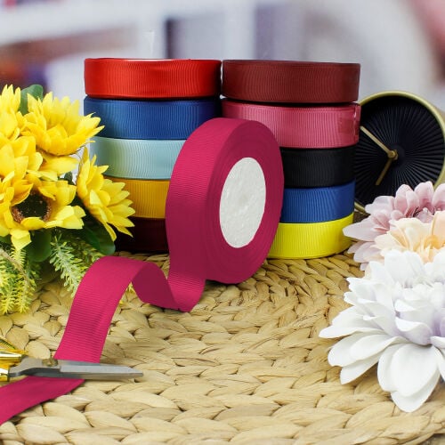 2,5 cm Grogren Bobin Kurdele Koyu Pembe 25 Metre - Kare Dekor