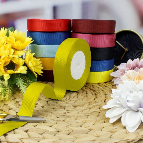 2,5 cm Bobin Makara Kurdele Sarı 25 Metre - Kare Dekor