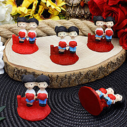 3D Kalp Tutan Romantik Çift Teraryum Obje 5x5 cm - 1
