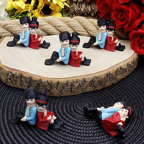 3D Sırt Sırta Oturan Çift Teraryum Obje Kırmızı Mavi 5x6 cm - Toptanalim