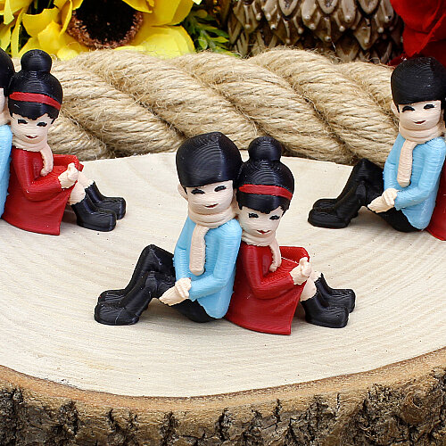 3D Sırt Sırta Oturan Çift Teraryum Obje Kırmızı Mavi 5x6 cm - Toptanalim (1)