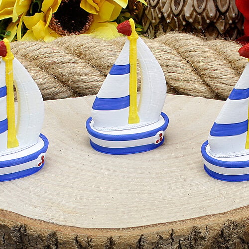 3D Yelkenli Tekne Teraryum Obje Mavi Beyaz 3,5x6 cm - Toptanalim (1)