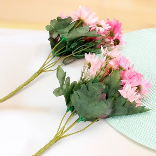 6 Dallı Yapay Papatya Demet 30CM Pembe - 2