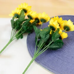 6 Dallı Yapay Papatya Demet 30CM Sarı - 2