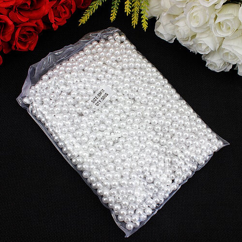 6 mm İnci Boncuk İnci Beyaz 500 gr - 3