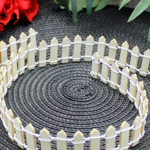90CM Ahşap Çit Krem - Kare Dekor