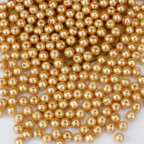 A Kalite Cam 8MM Delikli İnci 250'li Paket Gold - Kare Dekor