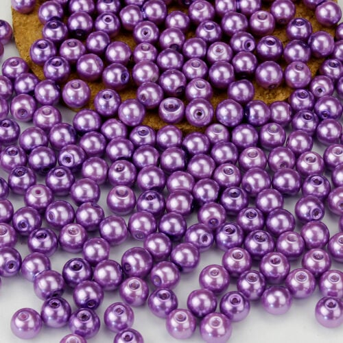 A Kalite Cam 8MM Delikli İnci 250'li Paket Lila - Kare Dekor