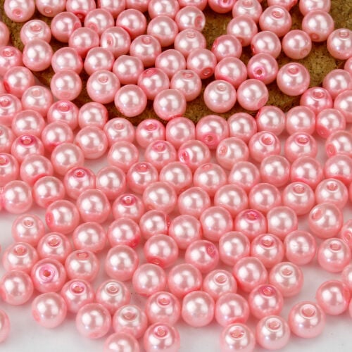 A Kalite Cam 8MM Delikli İnci 250'li Paket Pembe - Kare Dekor