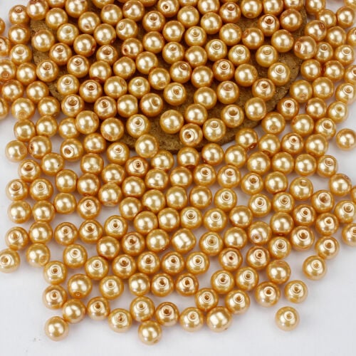 A Kalite Cam 8MM Delikli İnci 500'lü Paket Gold - Kare Dekor
