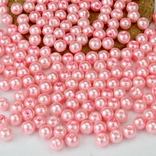 A Kalite Cam 8MM Delikli İnci 500'lü Paket Pembe - Kare Dekor