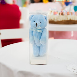 Asetat Kutuda Hediyelik Büyük Boy Hareketli Peluş Ayıcık Anahtarlık Mavi - 1
