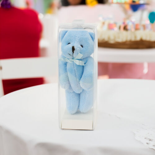 Asetat Kutuda Hediyelik Büyük Boy Hareketli Peluş Ayıcık Anahtarlık Mavi - 1