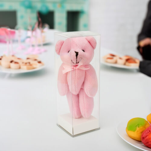 Asetat Kutuda Hediyelik Büyük Boy Hareketli Peluş Ayıcık Anahtarlık Pembe - 1
