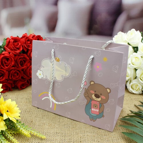 Asorti Ayıcık Desen Hediyelik Karton Çanta 12'Li Paket - 5