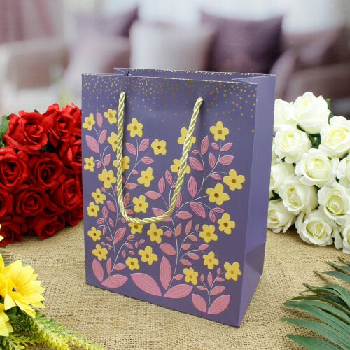 Asorti Çiçek Desen Hediyelik Karton Çanta 12'Li Paket - 5