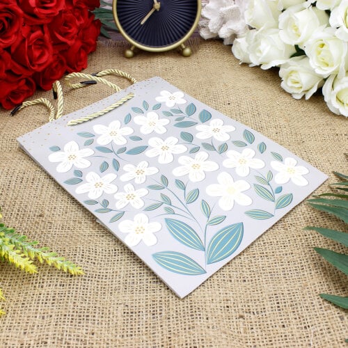Asorti Çiçek Desen Hediyelik Karton Çanta 12'Li Paket - 6