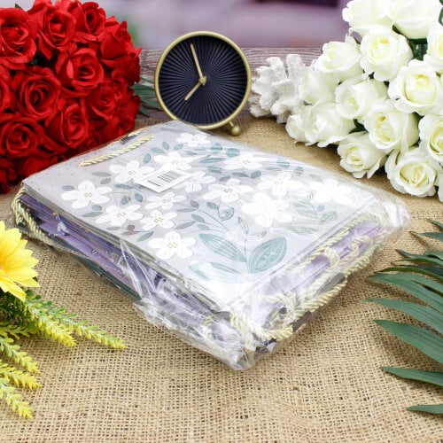 Asorti Çiçek Desen Hediyelik Karton Çanta 12'Li Paket - 7