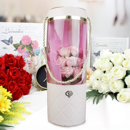 Asorti Mini Gül Buketi Oval Kutu Pembe - Toptanalim