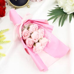 Asorti Mini Gül Buketi Oval Kutu Pembe - 3