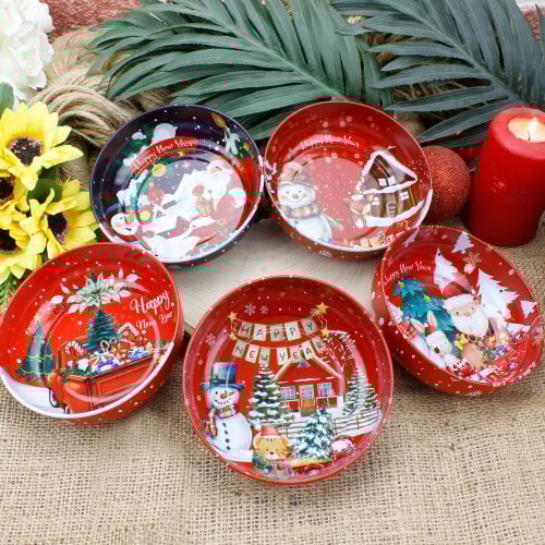 Asorti Desenli Yılbaşı Çerezlik 12CM - Kare Dekor