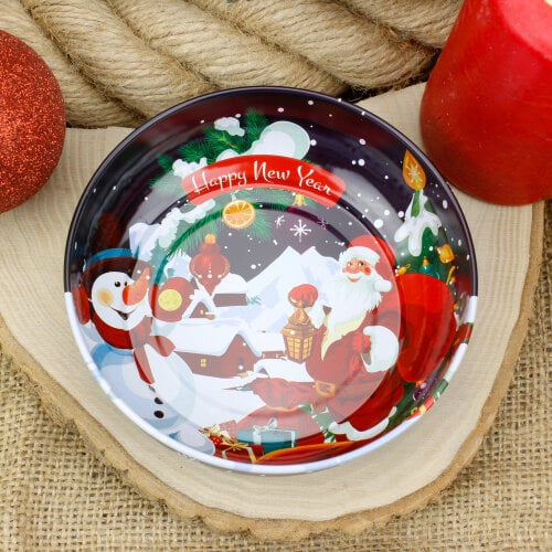 Asorti Desenli Yılbaşı Çerezlik 12CM - Kare Dekor (1)