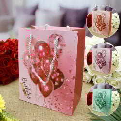 Asorti Happy Birthday Balon Desen Hediyelik Karton Çanta 12'Li Paket - 1