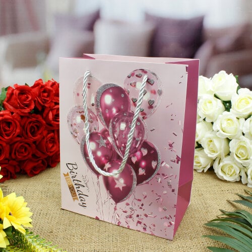 Asorti Happy Birthday Balon Desen Hediyelik Karton Çanta 12'Li Paket - 4