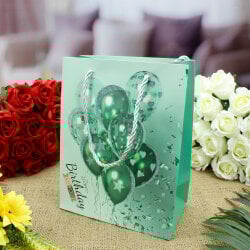 Asorti Happy Birthday Balon Desen Hediyelik Karton Çanta 12'Li Paket - 5