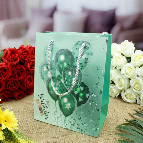 Asorti Happy Birthday Balon Desen Hediyelik Karton Çanta 12'Li Paket - 5