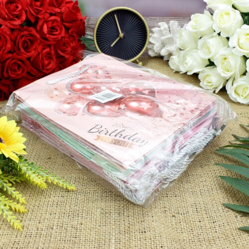 Asorti Happy Birthday Balon Desen Hediyelik Karton Çanta 12'Li Paket - 7