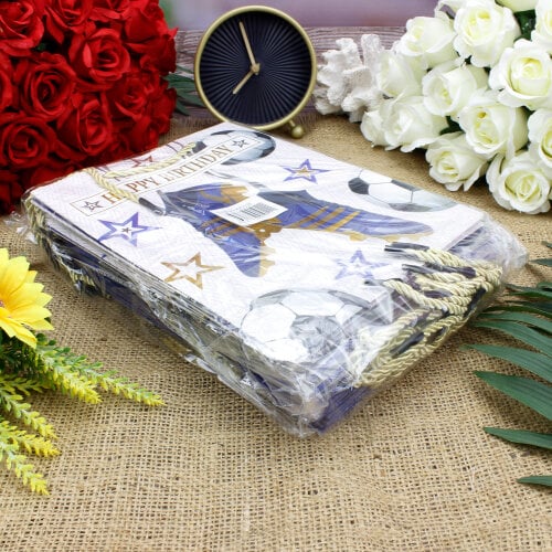 Asorti Happy Birthday Futbol Desen Hediyelik Karton Çanta 12'Li Paket - 7