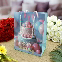 Asorti Happy Birthday Pasta Desen Hediyelik Karton Çanta 12'Li Paket - 2