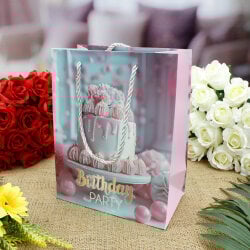 Asorti Happy Birthday Pasta Desen Hediyelik Karton Çanta 12'Li Paket - 5