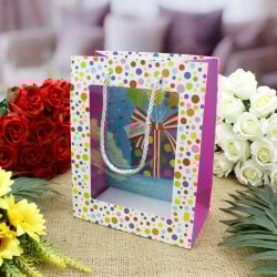 Asorti Happy Birthday Pencereli Hediyelik Karton Çanta 12'Li Paket - 2