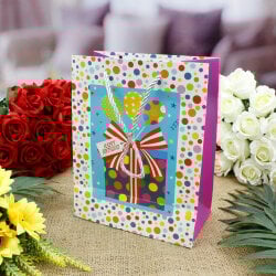 Asorti Happy Birthday Pencereli Hediyelik Karton Çanta 12'Li Paket - 3