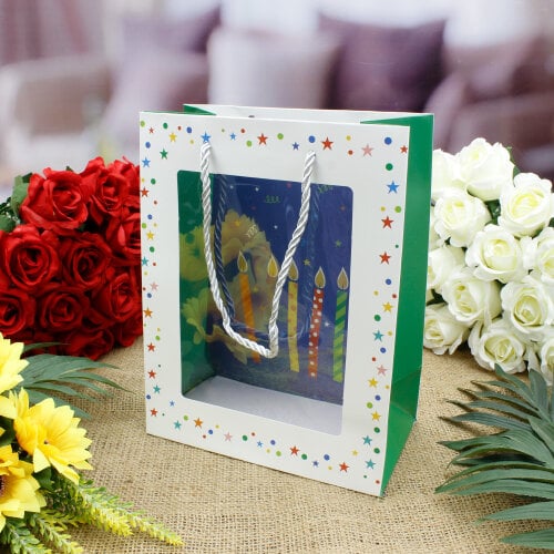 Asorti Happy Birthday Pencereli Hediyelik Karton Çanta 12'Li Paket - 4
