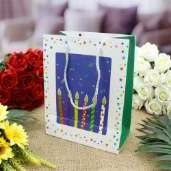 Asorti Happy Birthday Pencereli Hediyelik Karton Çanta 12'Li Paket - 5
