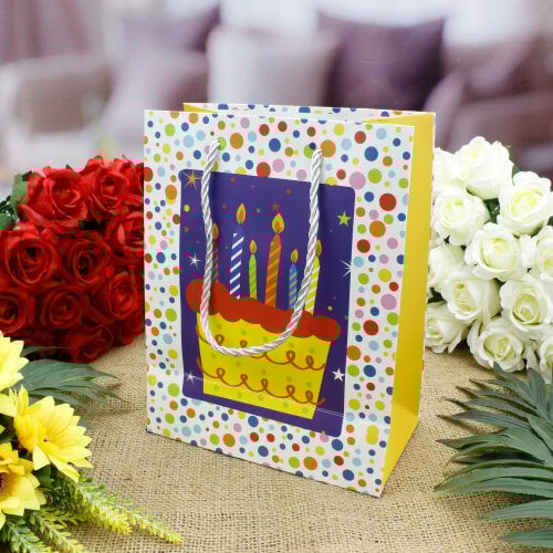 Asorti Happy Birthday Pencereli Hediyelik Karton Çanta 12'Li Paket - 7