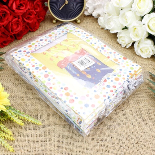 Asorti Happy Birthday Pencereli Hediyelik Karton Çanta 12'Li Paket - 11