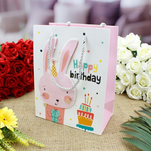 Asorti Happy Birthday Safari Desen Hediyelik Karton Çanta 12'Li Paket - 2