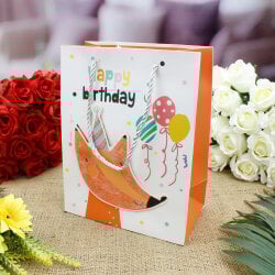 Asorti Happy Birthday Safari Desen Hediyelik Karton Çanta 12'Li Paket - 5