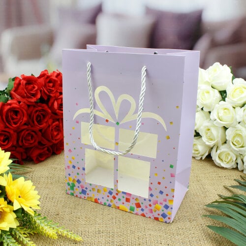  Asorti Hediye Paket Asetatlı Hediyelik Karton Çanta 12'Li Paket - 4