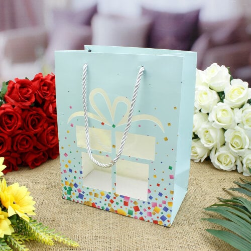  Asorti Hediye Paket Asetatlı Hediyelik Karton Çanta 12'Li Paket - 6