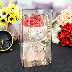 Asorti Işıklı Best For You Gül Buketi Saplı Asetat Kutulu Aranjman - 3
